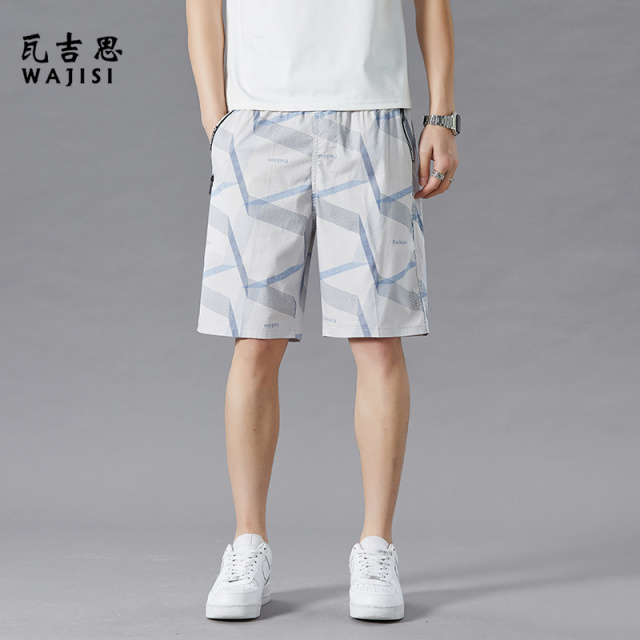 13290039.男士宽松大码休闲裤夏季工装裤沙滩裤短裤青年直筒裤印花五分裤
