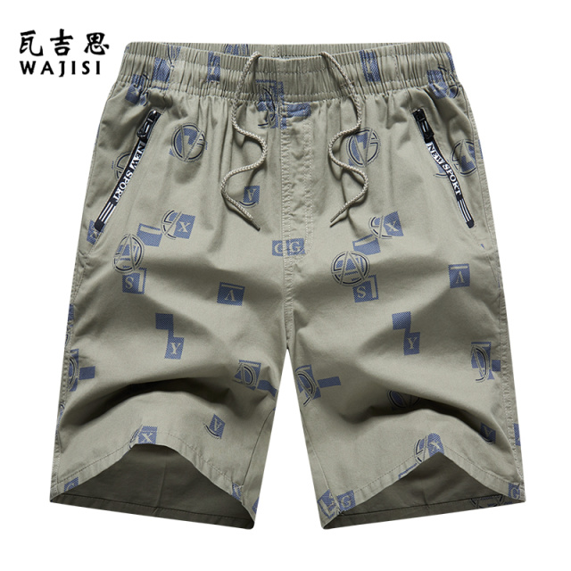 13290057.纯棉五分裤青年潮流夏季薄款休闲短裤男款外穿中裤印花沙滩裤全棉