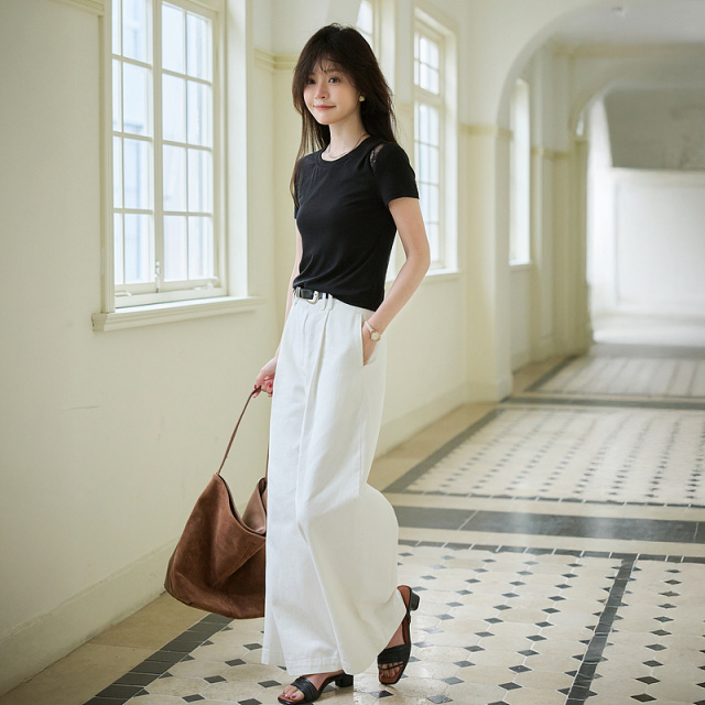 13291323.【轻熟lady】夏季气质扭褶镂空蕾丝短袖呼吸感莱赛尔女式t恤