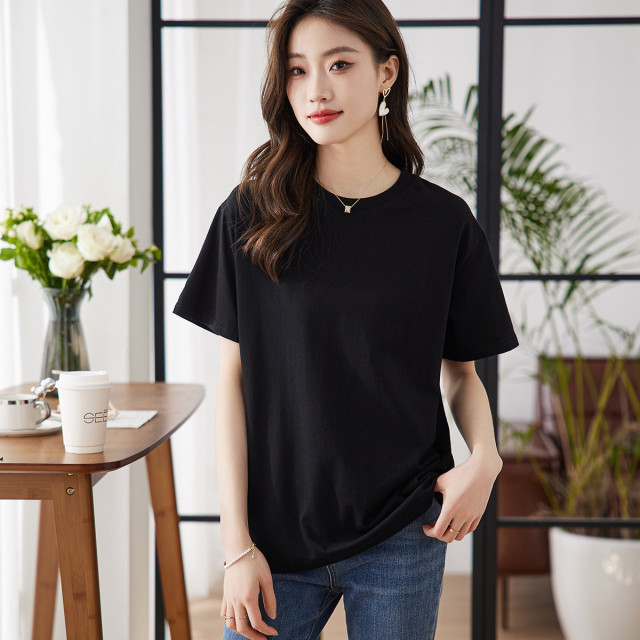 13290888.纯色T恤女2026夏季时尚简约宽松舒适休闲通勤百搭短袖上衣