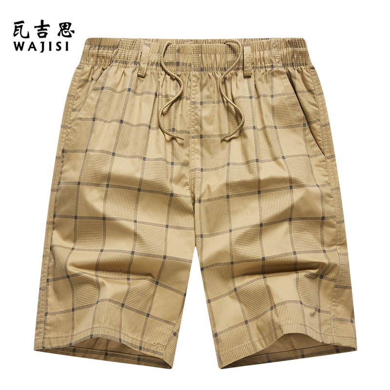13290079.纯棉夏季薄款休闲短裤男士五分裤外穿宽松爸爸5分中裤沙滩裤男款