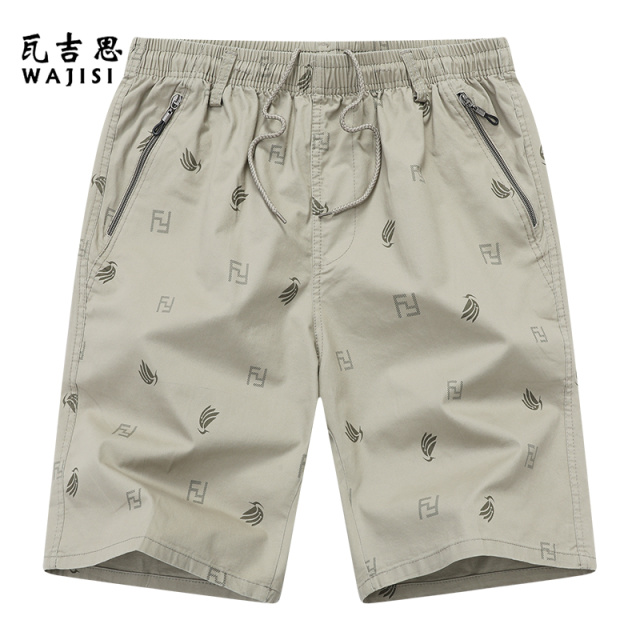 13290097.纯棉五分裤青年潮流夏季薄款休闲短裤男款外穿中裤印花沙滩裤全棉男