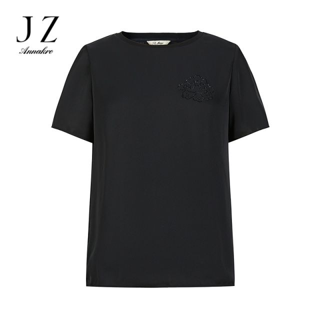 13294167.JUZUI玖姿休闲舒适烫钻T恤女夏季新款JWDX83307100