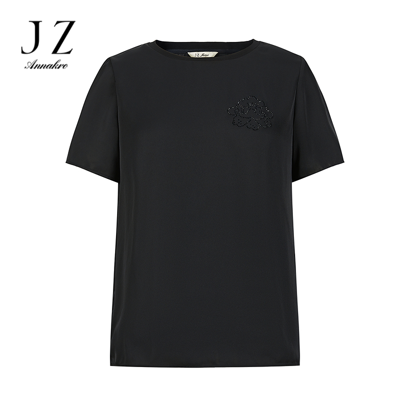 13294167.JUZUI玖姿休闲舒适烫钻T恤女夏季新款JWDX83307100