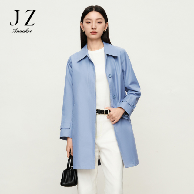 13294250.商场同款JZ玖姿韩系休闲中长外套风衣女装秋季新款JWEQ41202