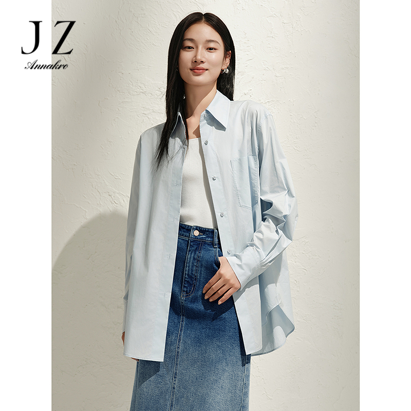13294331.玖姿安娜蔻cleanfit经典通勤廓形舒适纯棉衬衫女春季新款