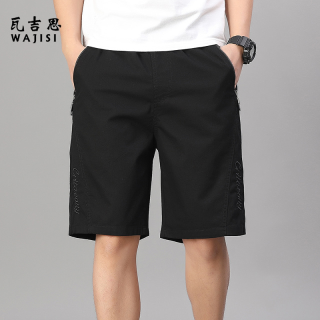 13298483.男士夏季短裤男中老年五分裤休闲宽松大裤衩纯棉男式透气松紧腰