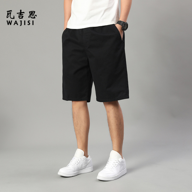 13298502.夏季新款男士纯棉薄款运动跑步短裤宽松休闲五分裤工装裤军绿色