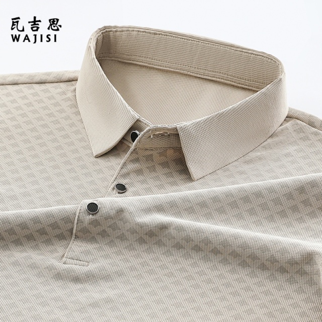 13298503.男高端POLO衫T恤夏季新款短袖上衣中青年免烫处理健身打底衫