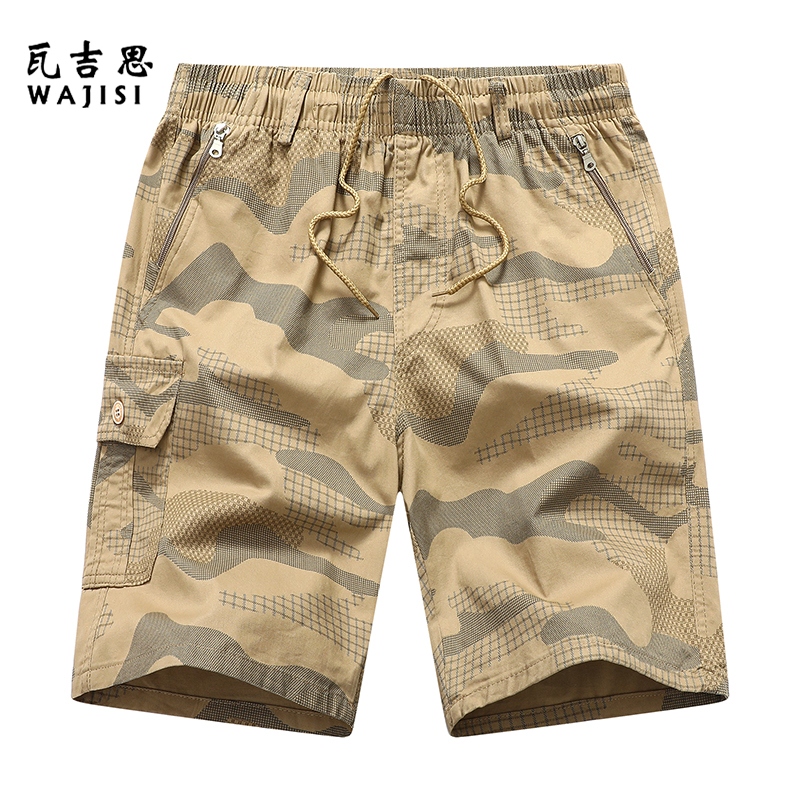13298441.中老年纯棉短裤男夏季五分裤工装迷彩中裤爸爸休闲短裤外穿