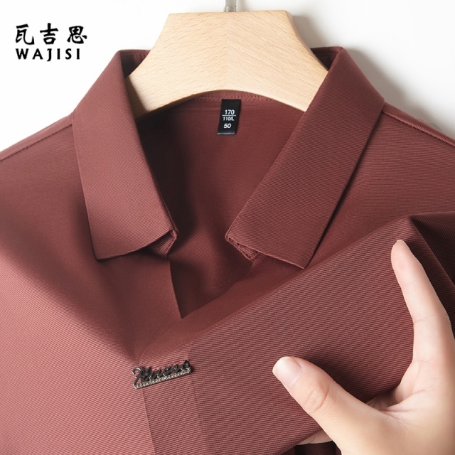13298458.男士短袖Polo衫舒适夏季新款潮流V领上衣休闲凉感半袖t恤男