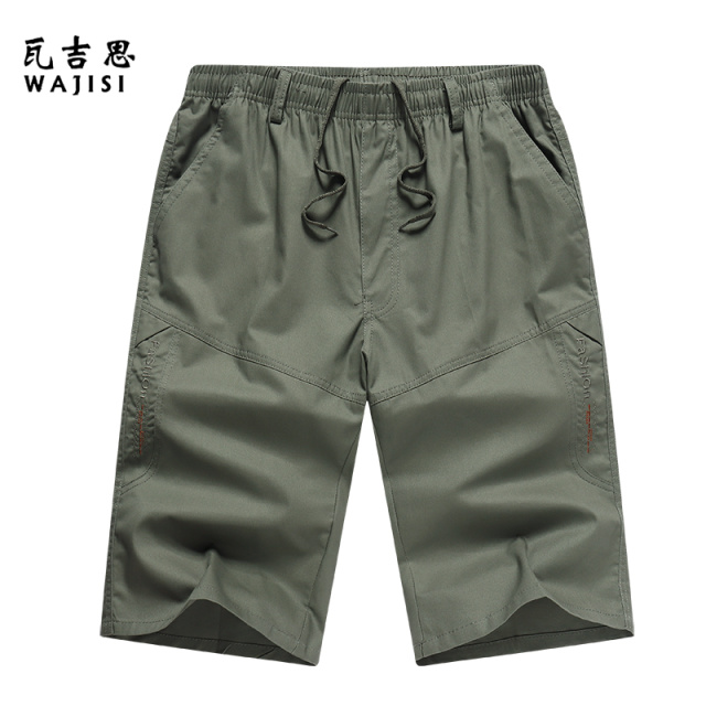 13298451.中年男士七分裤纯棉爸爸休闲外穿短裤夏季薄款中老年人运动中裤子