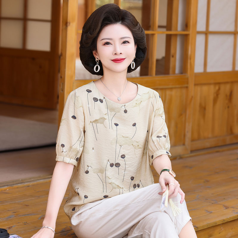 13299519.妈妈装新中式国风花色T恤Q3JYR2802