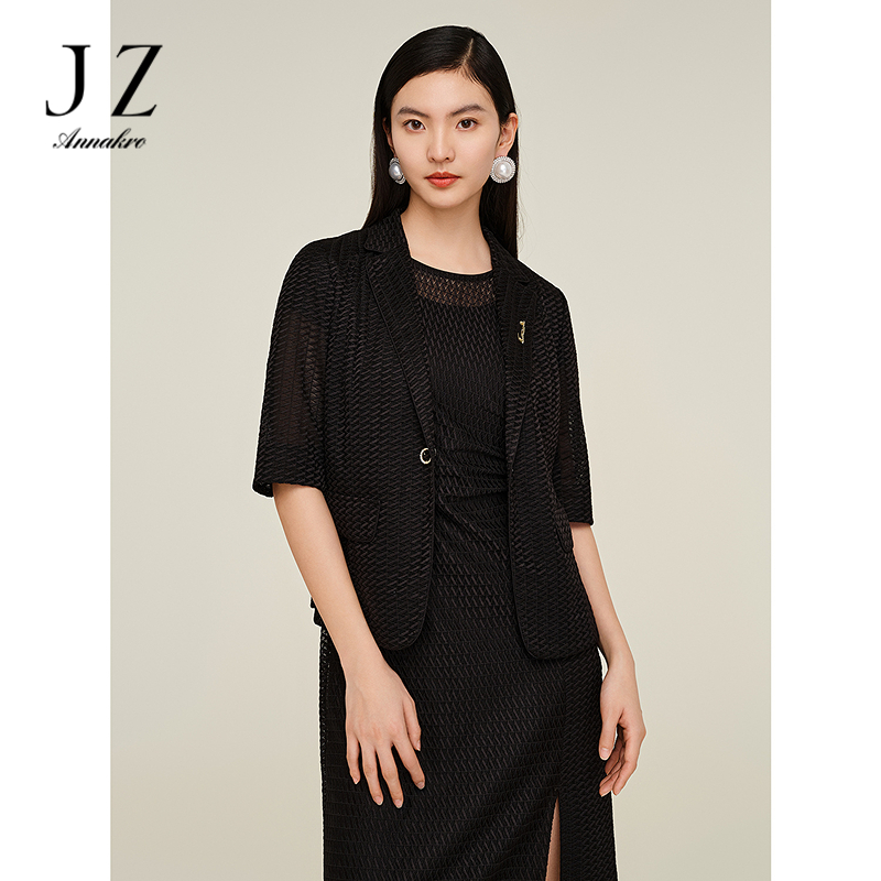 13301997.JUZUI玖姿气质职场通勤肌理感五分袖西装女夏季新款JWDX40110