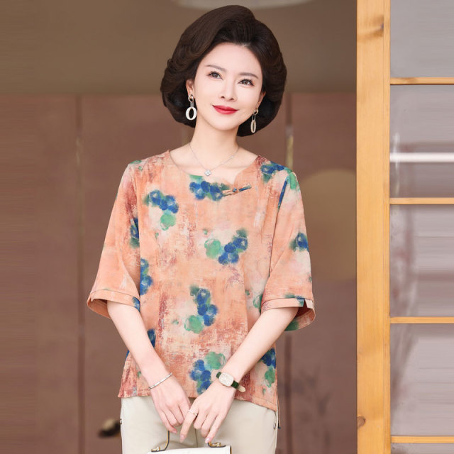 13299517.妈妈装新中式国风花色T恤Q3JYR2806