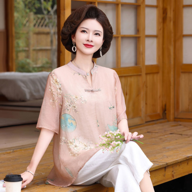 13299586.妈妈装新中式国风花色T恤Q3JYR2818