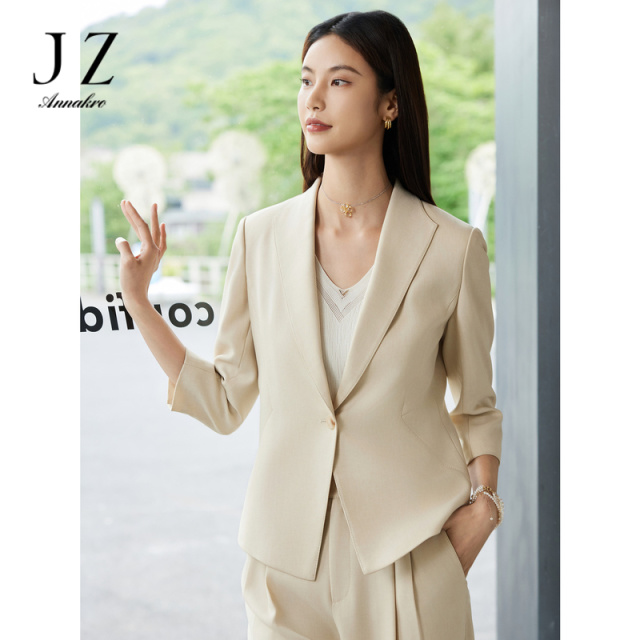 13306376.商场同款JZ玖姿智美通勤风米白西装外套女秋季款JWEQ40207