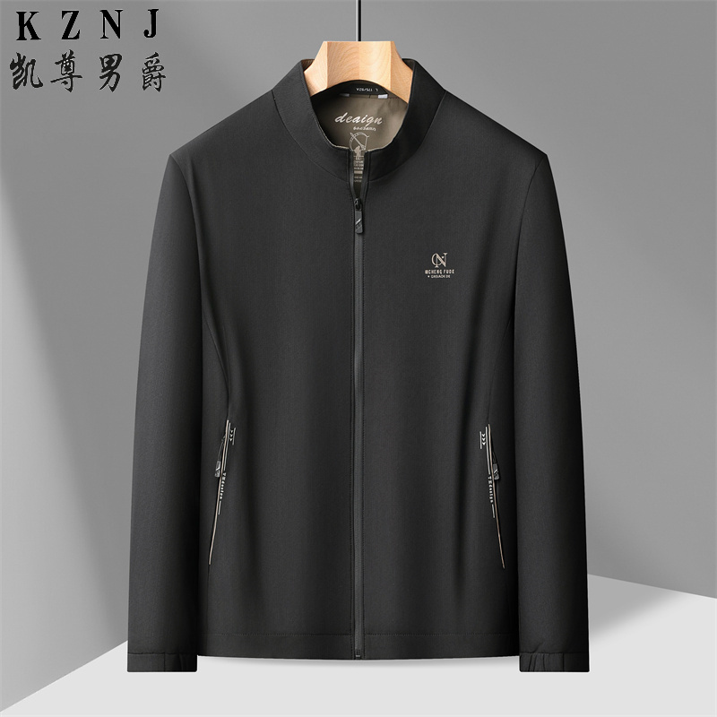 13315719.中年男士立领夹克轻商务百搭外套中老年爸爸装上衣