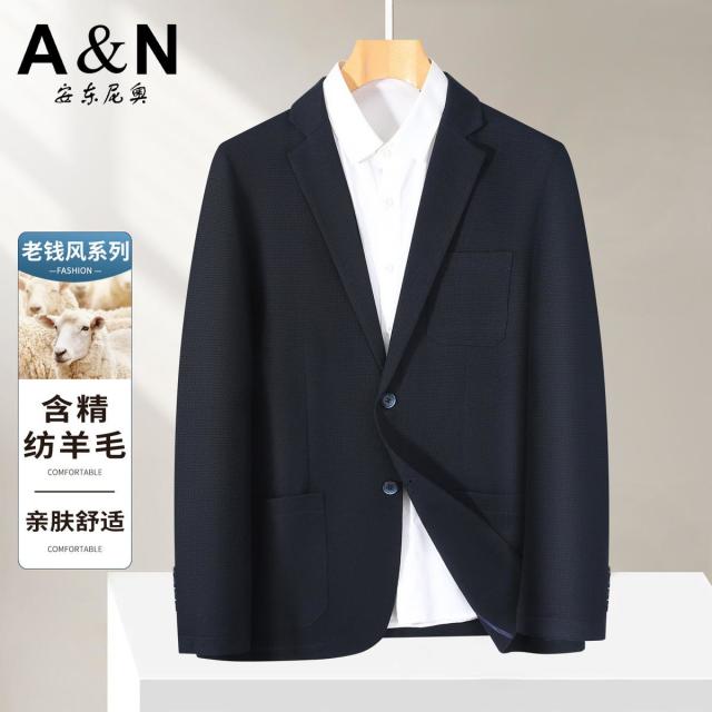 13307493.【含羊毛】春季商务基础男士西服平驳领老钱风简约舒适西服外套男