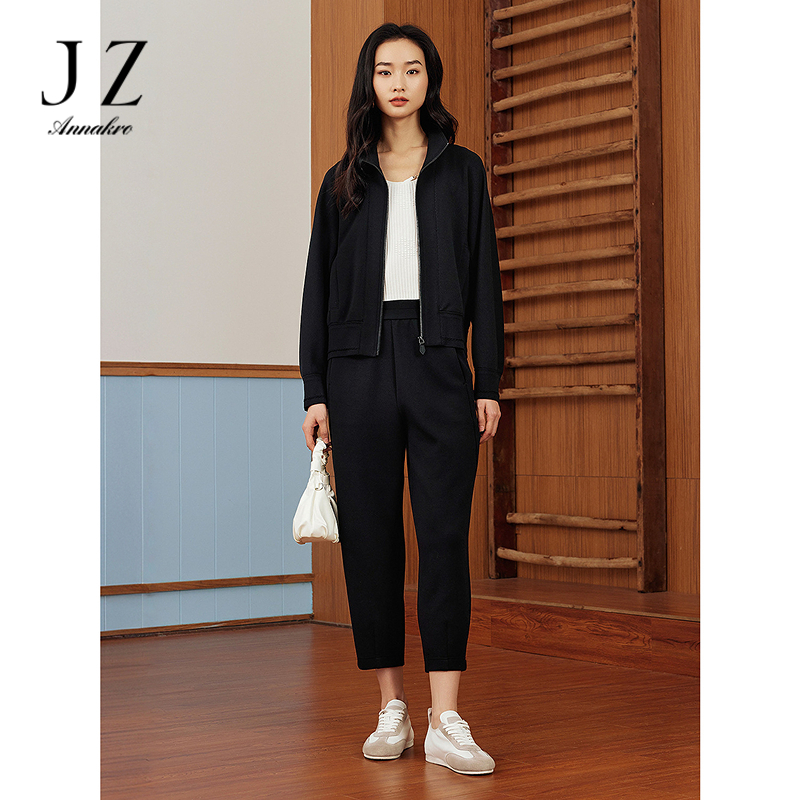 13312344.JZ玖姿商场同款休闲通勤松紧腰舒适九分锥形裤女春季新款