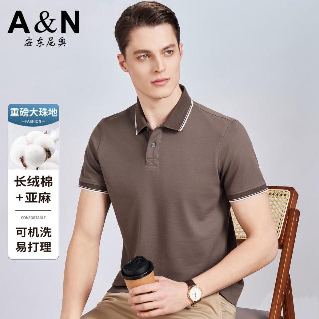 13307774.【长绒棉&亚麻】老钱风夏季POLO衫男短袖透气易打理翻领T恤