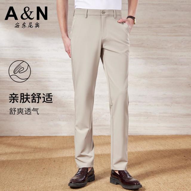 13307451.【锦氨柔弹&轻薄透气】春夏易打理商务休闲裤四面弹力直筒男士裤