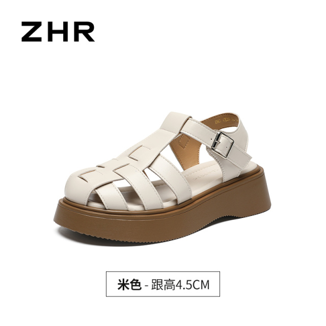 13317789.【ZHR则则】罗马凉鞋镂空套脚厚底女鞋[PU]
