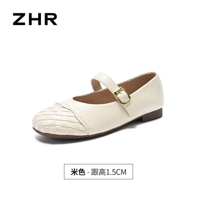 13317796.【ZHR则则】平底玛丽珍鞋圆头魔术贴平底女鞋[PU]