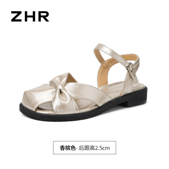 13317841.【ZHR则则】后空凉鞋镂空搭扣平底女鞋[PU]