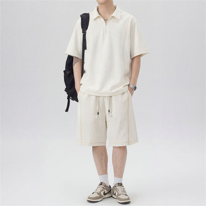 13319462.淘贝鼠夏季上新男式潮牌翻领青少年五分裤套装【淘贝鼠男装XJ】