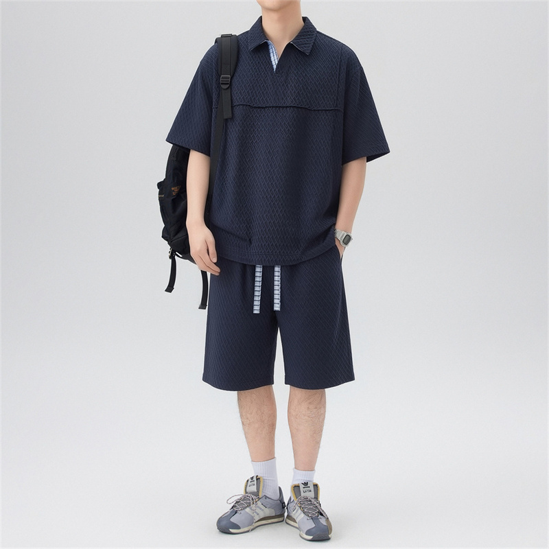 13319477.淘贝鼠夏季上新男式肌理感潮牌休闲五分裤套装【淘贝鼠男装XJ】