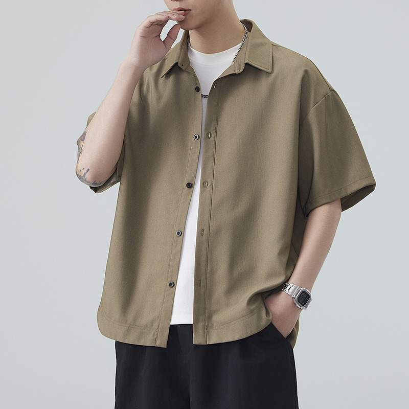 13319463.淘贝鼠夏季上新男式港风仿牛仔潮流百搭短袖衬衫【淘贝鼠男装XJ】