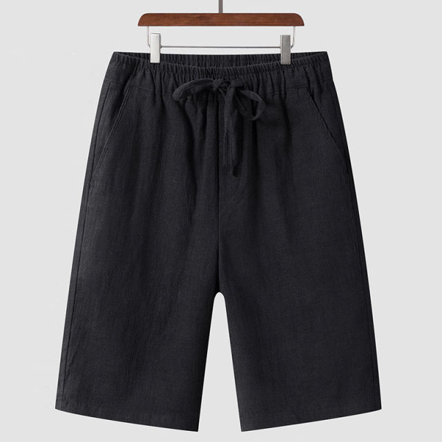 13318370.苎麻短裤男士潮流休闲纯色亚麻休闲运动棉麻五分裤