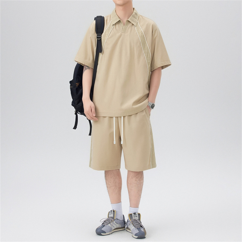 13319460.淘贝鼠夏季上新男式潮牌翻领休闲五分裤套装【淘贝鼠男装XJ】