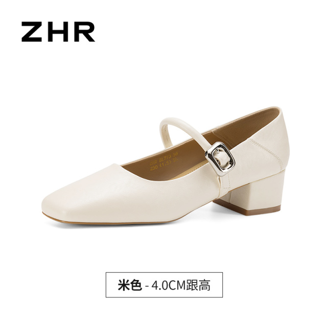 13317840.【ZHR则则】粗跟玛丽珍鞋方头套脚粗跟女鞋[PU]