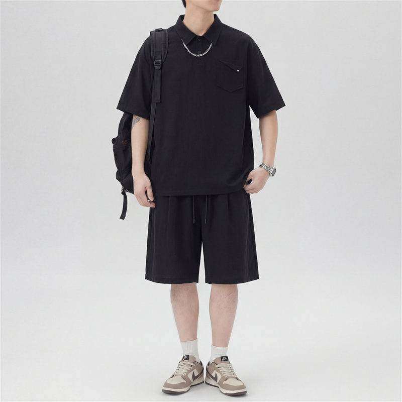 13319454.淘贝鼠夏季上新男式潮牌简约休闲五分裤套装【淘贝鼠男装XJ】