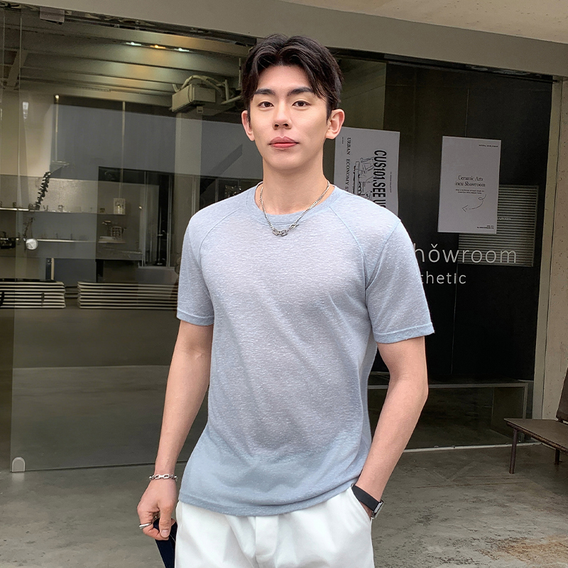 13315947.七玻威夏季上新男式韩版修身纯色打底质感短袖T恤【七玻威男装XJ】