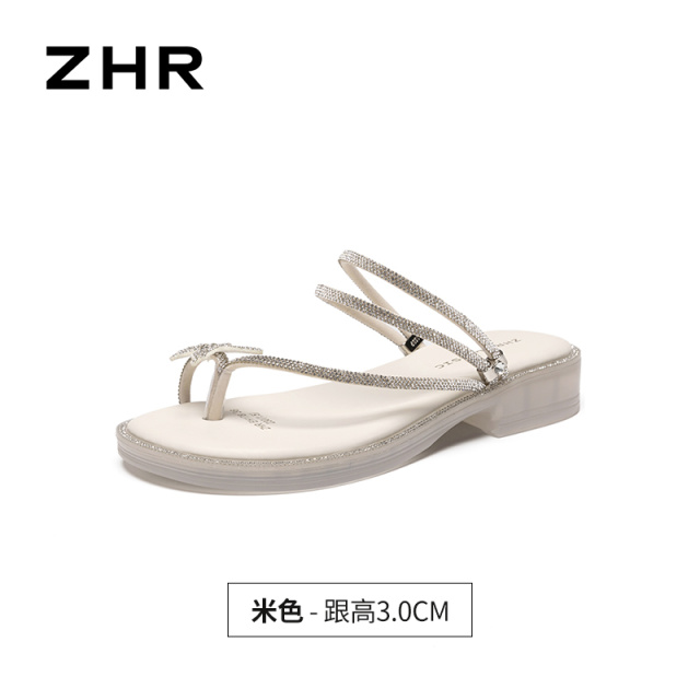 13317735.【ZHR则则】平底凉鞋夹趾套脚平底女鞋[PU]