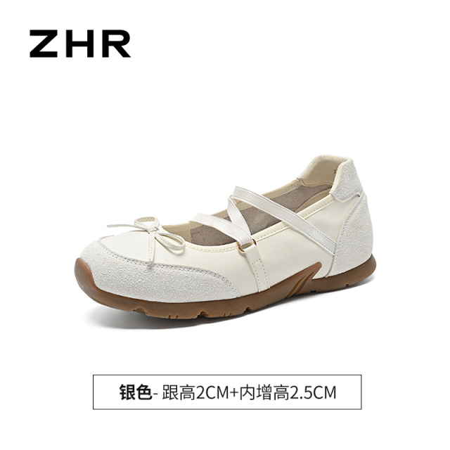 13317778.【ZHR则则】德训鞋圆头套脚内增高女鞋[PU+牛纤绒+松紧带]