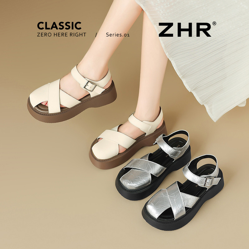 13317827.【ZHR则则】后空凉鞋半包头魔术贴厚底女鞋[PU]