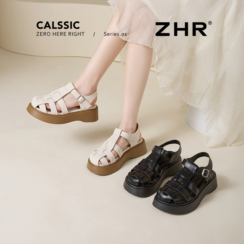 13317789.【ZHR则则】罗马凉鞋镂空套脚厚底女鞋[PU]