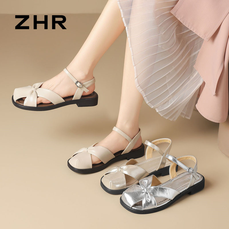13317841.【ZHR则则】后空凉鞋镂空搭扣平底女鞋[PU]