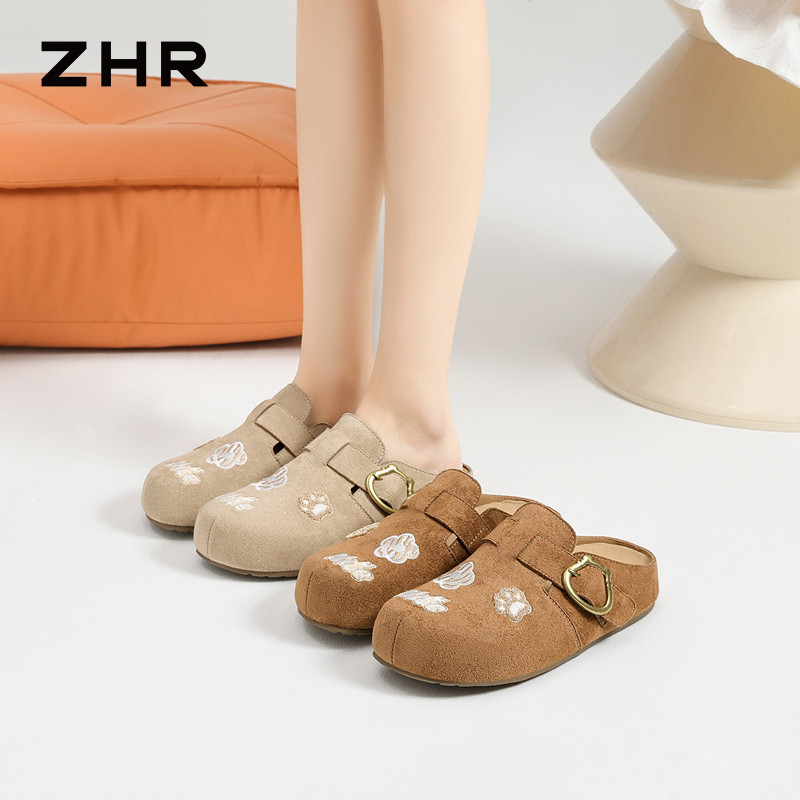 13317857.【ZHR则则】勃肯拖鞋圆头套脚内增高女鞋[羊京绒]
