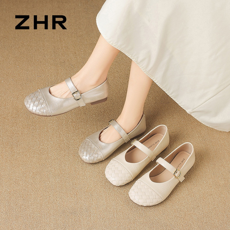13317796.【ZHR则则】平底玛丽珍鞋圆头魔术贴平底女鞋[PU]