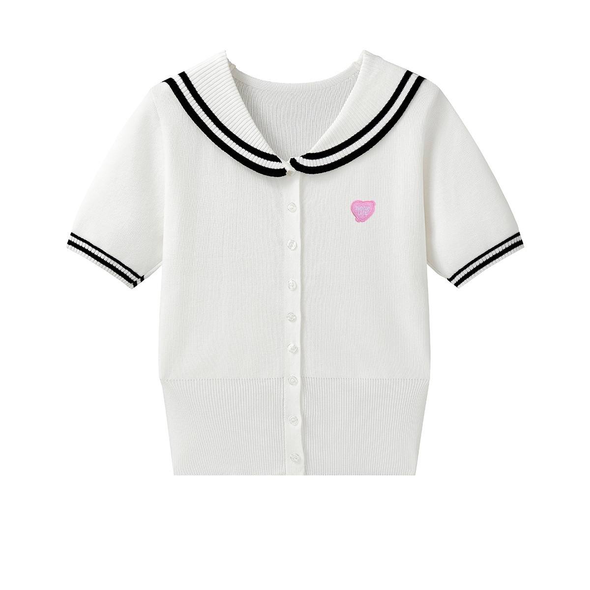 13714909.CHOCOOLATE学院风海军领polo衫夏季针织短袖上衣女