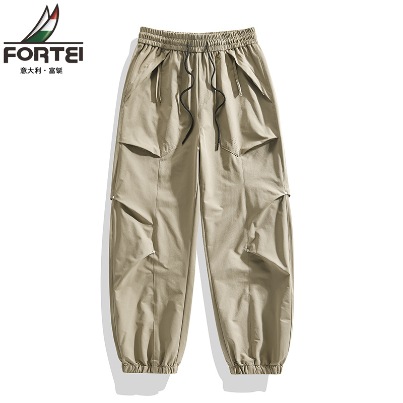 13323267.富铤休闲裤男薄款春夏季舒适透气情侣款户外工装裤青年美式潮牌百搭束脚裤