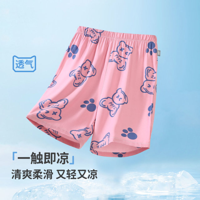 13325556.【凉感绵绸】猫人女童五分裤家居裤可外穿(M小熊五分裤)