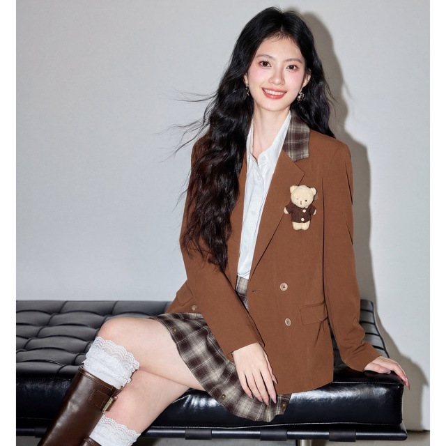 13714970.CHOCOOLATE美拉德学院风休闲西装外套春秋款复古女上衣