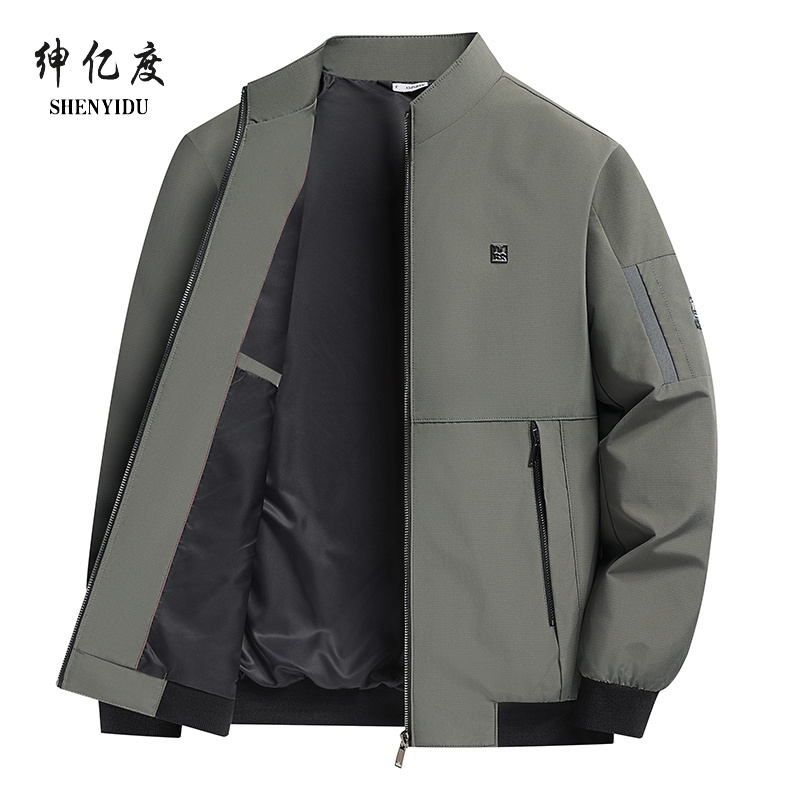 13322484.[主推]中年男士立领夹克轻商务百搭外套中老年爸爸装上衣3A
