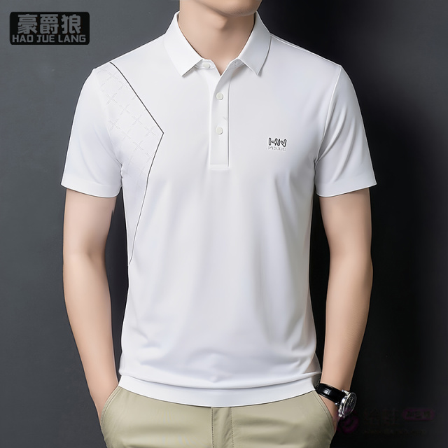 13326776.男装冰丝polo衫夏季男凉感网眼透气弹力商务翻领休闲短袖上衣